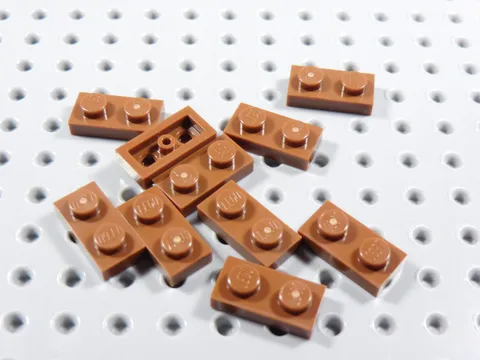 LEGO Lot of 10 Reddish Brown 1x2 Plates BA