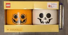 LEGO Storage Head Large, 2 pcs. Halloween Edition - Orange & White - NIB