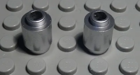 Lego Brick Round 1x1 Metallic Silver 2 Pieces