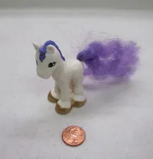 Vtg LEGO Duplo WHITE PONY HORSE PURPLE HAIR Set 4826 4828 Princess Castle #2