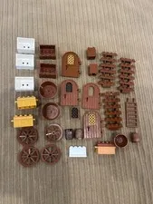 Lot of Lego Pirate Parts Pieces Vintage Crates Barrels Brown Wheels Nougat
