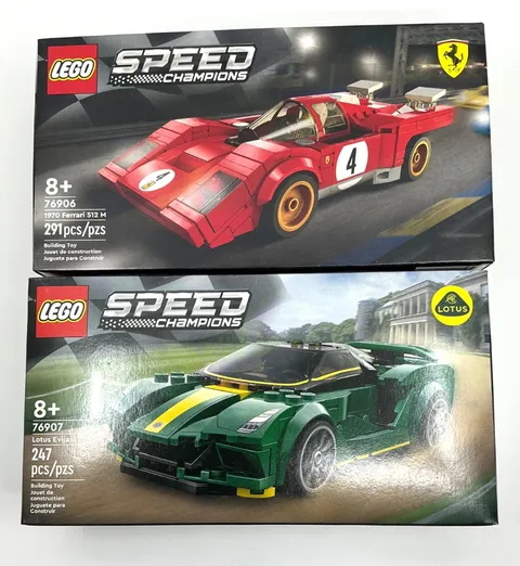 LEGO SPEED CHAMPIONS 76906 (1970 Ferrari 512) + 76907 (Lotus Evija) NEW SEALED