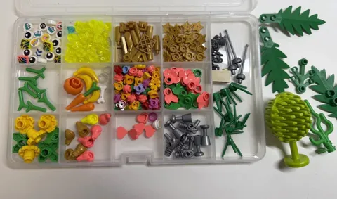 LEGO Lot Botanical Flower Parts, Eyes, Mini Frogs, Swords, Hearts, Star Bulk Lot