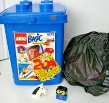 Lego Basic #1878 Bucket Bin Container plus 1 lb 11 oz of Loose Mixed Blocks VG