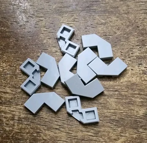 LEGO Light Bluish Gray Tile, Modified Facet 2 x 2. QTY 10. Part No. 27263.