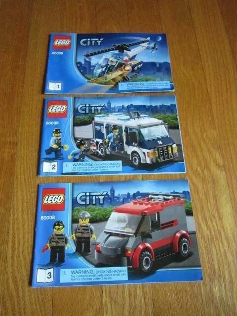 Lego CITY 60008 Instruction Manuals 1, 2 & 3 ONLY Guide Booklets FREE SHIP