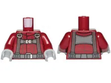 LEGO Dark Red Torso SW T-16 Skyhopper Pilot Flight Suit, Dark Bluish Gray Harnes