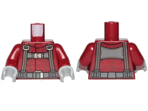 LEGO Dark Red Torso SW T-16 Skyhopper Pilot Flight Suit, Dark Bluish Gray Harnes