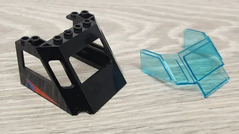 Lego 2917 Black Train Front Sloping Top & 2918 Transparent Light Blue Glass