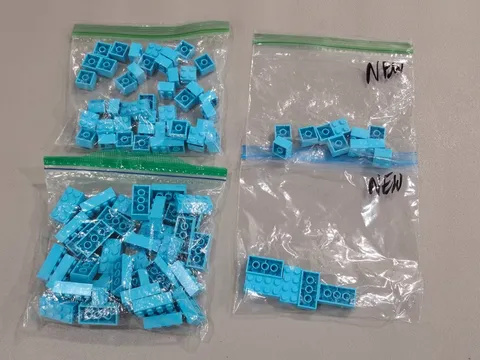 Lego Qty 100 - Medium Azure Bricks - 2x2 2x4 3001 3003 MOC