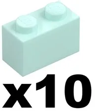 Lego New Part 3004 - Qty 10 - BRICK Light Aqua 1 x 2 Stud Pieces D903