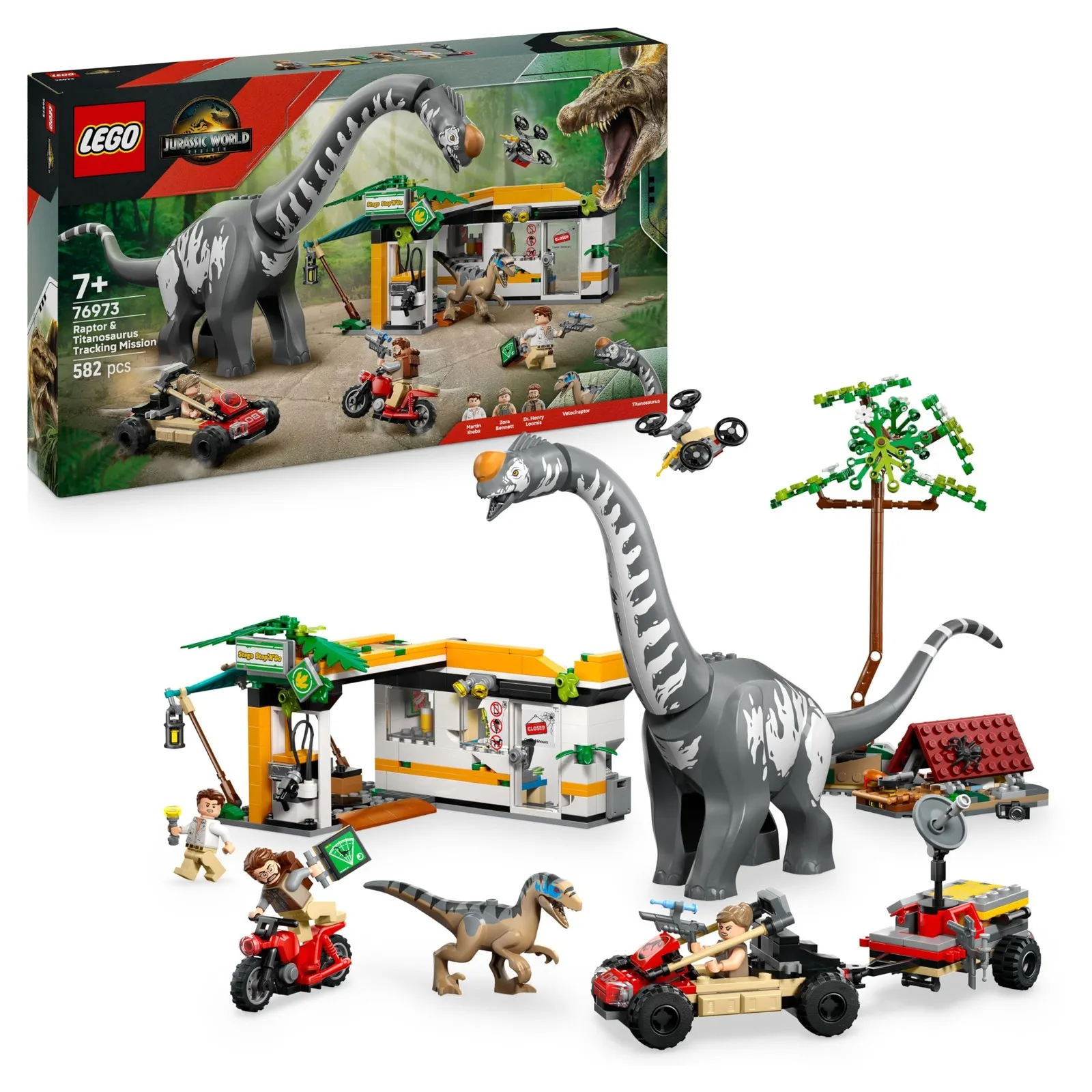 LEGO Jurassic World Raptor en Titanosaurus Opsporingsmissie - Dinosaurus Speelgo
