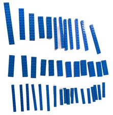 LEGO Blue Plates & Long Bricks Bulk Lot - 38 Pcs Structural Base Strips MOC