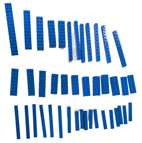 LEGO Blue Plates & Long Bricks Bulk Lot - 38 Pcs Structural Base Strips MOC