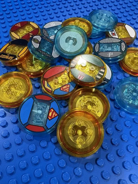 21 LEGO Dimensions Toy Tag Lot Supergirl Stay Puft Goonies Gizmo W Custom Case