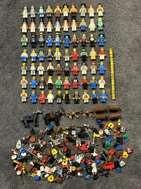 Vintage Lego Minifigures Lot of 70 - Pirates Western Town Castle + Accessories