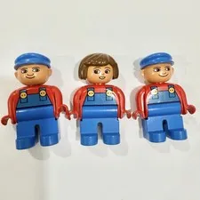 Lego Duplo Figure Blue Hat Blue Overalls Men Woman Boy Dad Man Mom Farmer