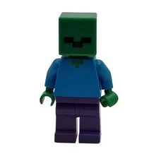 LEGO Minifigure Minifig Minecraft Zombie Purple Legs Blue Torso min010 Used