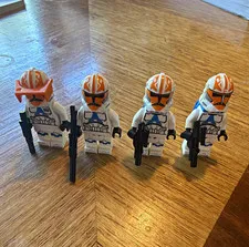 LEGO Star Wars Clone Trooper Minifigures Lot of 4 Orange Markings Blasters