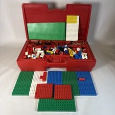 Lego Case W/ Lot Random Pieces Mostly 1980's - Wheels, Windows, Base Plates, Etc