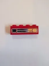 LEGO Red Brick 1 x 4 w Grille Chrome Embossed Print Front Car 590 570#3010pb035e