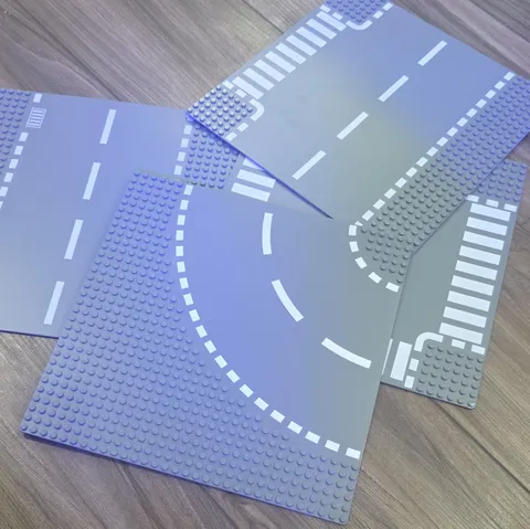 LEGO Road Plates Gray/White Road Baseplates Lot Straight Curve Crosswalk