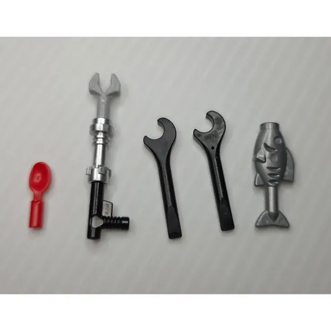 LEGO Minifigure Tool & Accessory Lot Wrenches Fish Red Spoon Mixed Parts