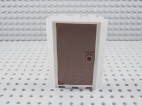LEGO White 4x4x6 Corner Door Frame w/ Reddish Brown Door Minifig BQ
