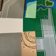 LEGO Baseplate Lot Of 13 City Water Grass Rock  32x32 Vintage