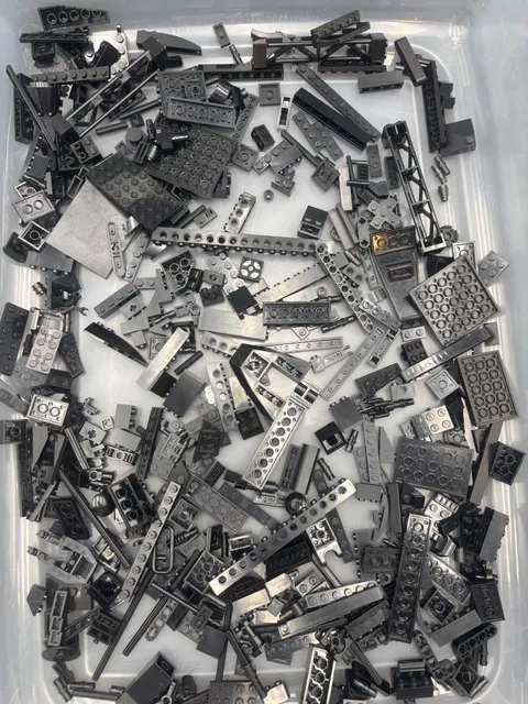 1 lb. Bulk Mixed Black Legos - standard blocks and unique pieces (Lot Q)