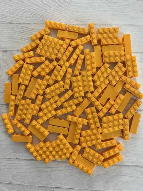LEGO BRIGHT LIGHT ORANGE LOT 110 PCS 1X4 BRICK BLOCK BUILDING PIECES