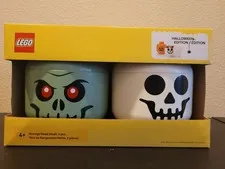 LEGO Halloween Storage Head (Small Size) – Zombie & Skeleton – NEW