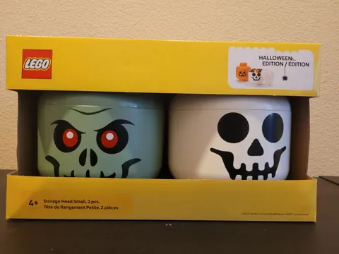 LEGO Halloween Storage Head (Small Size) – Zombie & Skeleton – NEW