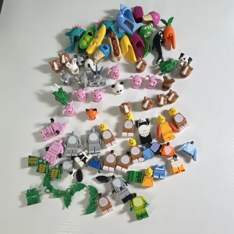 LEGO CMF animal and food minifigure part lot pig, raccoon, dragon, shark, Etc.