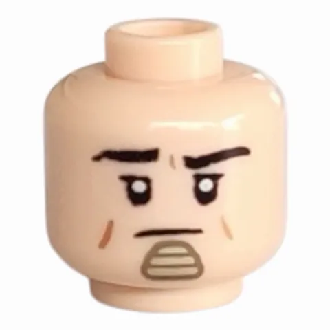 LEGO  Minifigure, Head Black Eyebrows, Upper Eyelids Cheek Lines