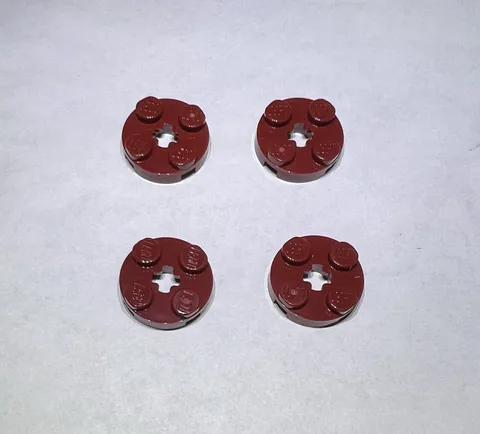 Lego Lot Of 4 Dark Red 2x2 Round Plate Plates New City Part