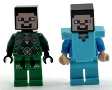 LEGO Minecraft Steve Minifigure Medium Azure Armor plus 1 Minecraft character