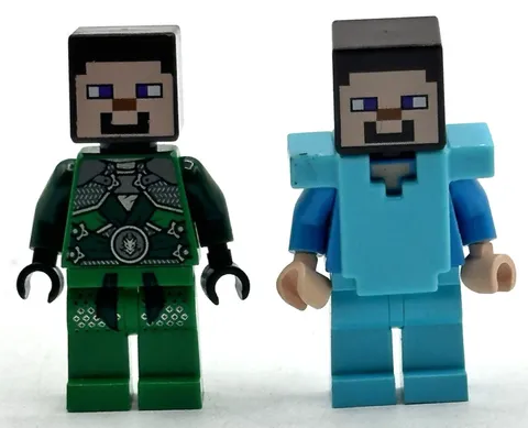 LEGO Minecraft Steve Minifigure Medium Azure Armor plus 1 Minecraft character