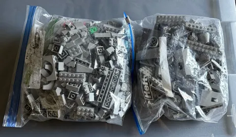 Lego Bulk Lot Of Light Bluish Gray Castle Bricks 2 Lbs. Medieval, fantasy Castle