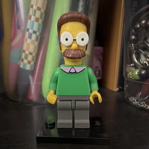 LEGO Simpsons Ned Flanders Minifigure w/ Display Stand No Accessories