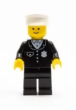 Vintage LEGO Town Police Officer Minifigure White Cap Classic Police VGC
