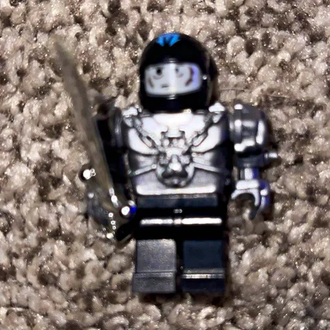 LEGO Minifigure w/ Black Helmet, Silver Armor & Sword Accessory