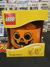 Lego Storage Head Container Pumpkin Halloween Jack O Lantern Storage Head Small