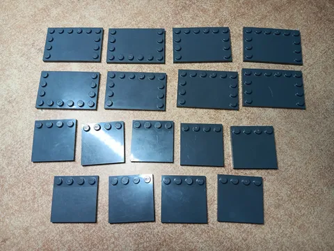 LEGO BULK LOT OF 17 DARK BLUISH GRAY TILES STUDS ON EDGES 4X6 4X4