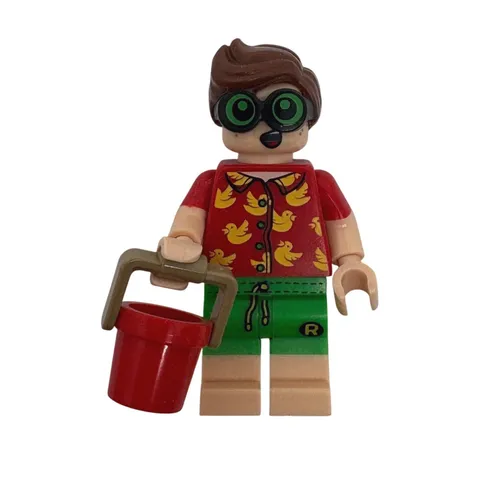 LEGO Batman Movie Vacation Robin Minifigure sh314 Red Duck Shirt Green Goggles