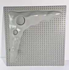 Vintage 1980s LEGO Base Plate – Lunar Space Crater Moon Raised, Old Gray – 3947a