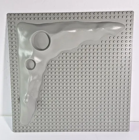 Vintage 1980s LEGO Base Plate – Lunar Space Crater Moon Raised, Old Gray – 3947a