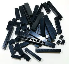 Lego Black BRICKS BLOCKS ONLY 60pc Bulk Lot 1x8 1x6 1x4 1x3 1x2 1x1 Building