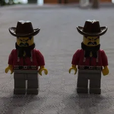 LEGO Minifigures Lot of 2 Cowboy Minifigures: Red Torso, Gray Legs, Hat