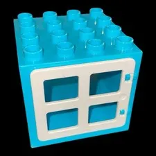 Duplo blue deep window block with opening white window -combined shipping(WIN28)